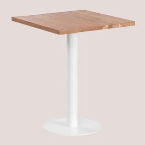 Mesa Bar Quadrada Em Madeira De Acácia Macchiato ↔︎ 60 Cm & Branco - Sklum