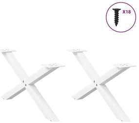 Pés para mesa de centro em formato de X, 2 peças, branco, 70x (30-31)