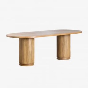 Oval Dining Table In Mango Wood Analis 240 X 110 Cm - Sklum
