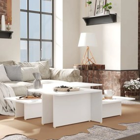 vidaXL Mesas de centro 2 pcs 111,5x50x33 cm madeira processada branco
