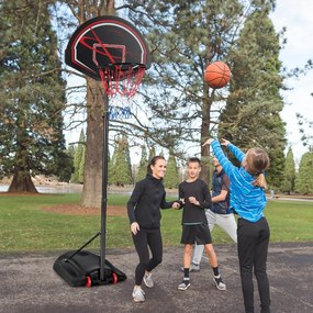 Cesto de basquetebol portátil ajustável em altura 1,7-2,3 m com base e 2 rodas para adultos e jovens preto