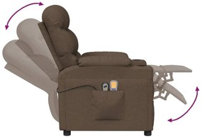 Poltrona de massagens elétrica reclinável tecido castanho