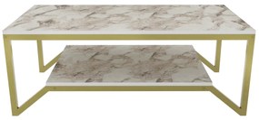 Mesa de Café Flora - Dourada e Branca - 120x60x45,8 cm