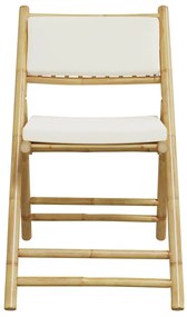 3 pcs conjunto bistrô dobrável c/ almofadões branco nata bambu