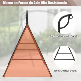 Estrutura em A de metal para Baloiço de Jardim com barras laterais duplas Design de 2 anéis Carga 300 kg para pátio jardim Três compartimentos Preto