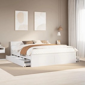 vidaXL Cama sem colchão com cabeceira 180x200 cm pinho maciça branco