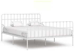 284607 vidaXL Estrutura de cama com estrado de ripas 200x200 cm metal branco