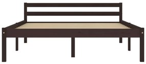 Estrutura de cama 140x200 cm pinho maciço castanho-escuro