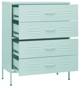 Cómoda/aparador com gavetas aço 80x35x101,5 cm verde-hortelã