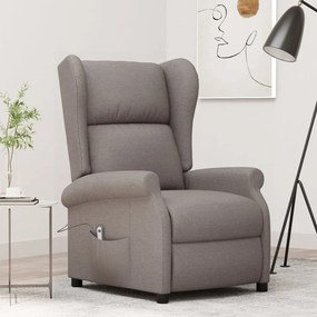 vidaXL Poltrona reclinável elétrica tecido castanho-acinzentado
