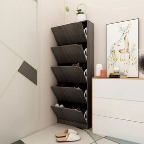 vidaXL Armário sapatos 5 portas contrapl. 59x24x167 cm cinzento/sonoma