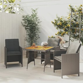 vidaXL Mesa de jardim 70x70x72 cm vime PE e acácia maciça cinzento