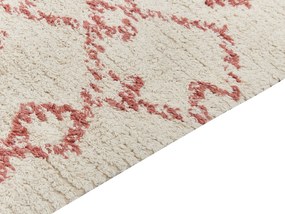 Tapete de algodão creme e rosa 140 x 200 cm BUXAR Beliani