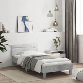 Estrutura de cama c/ cabeceira derivados madeira cinza-cimento