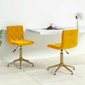 vidaXL Cadeiras de jantar giratórias 2 pcs veludo amarelo mostarda