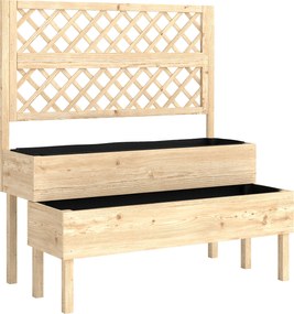 Outsunny Jardineira de 2 Níveis com Treliça, vaso de flores, com tecido não tecido, 108 x 62 x 120 cm, efeito madeira natural | Aosom Portugal