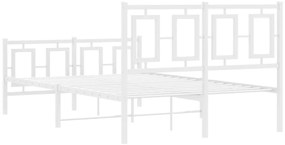 Estrutura de cama com cabeceira e pés 120x190 cm metal branco