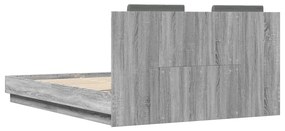 Estrutura de cama c/ cabeceira derivados madeira cinza sonoma