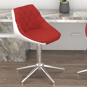 Cadeira escritório giratória couro art. vermelho tinto e branco