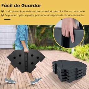 Suporte de base de 4 peças para guarda-sóis reabastecível, Para Guarda Sois de base quadrada (NÃO INCLUIDA) para encher com água, para jardim, pátio e