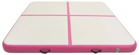 Colchão de ginástica insuflável c/ bomba 200x200x15 cm PVC rosa