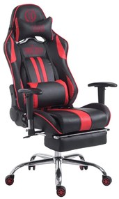 Cadeira Gaming Limit V2 em imitação de pele com apoio para os pés preto/vermelho