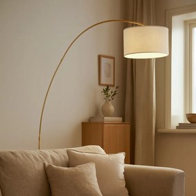 Candeeiro de Arco Moderno Bege com Abajur Teddy - Vinossa