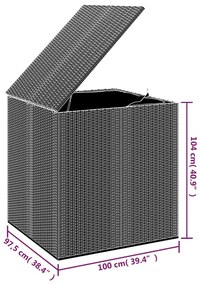 Caixa para almofadões de jardim 100x97,5x104 cm vime PE preto