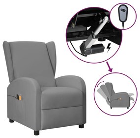 vidaXL Poltrona reclinável elétrica massagens couro artificial cinza