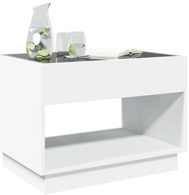 Mesa de centro luzes LED Infinity 70x50x50 cm branco