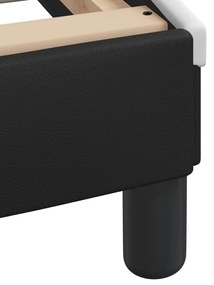 Estrutura cama c/ luz LED 200x200 cm couro artif. preto/branco