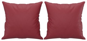 2 pcs conjunto sofás c/ almofadas couro artif. vermelho tinto