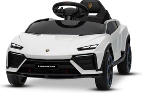 Carro elétrico para crianças Lamborghini Lanzador 12V com licença, bateria de lítio, luzes LED, controle remoto Branco
