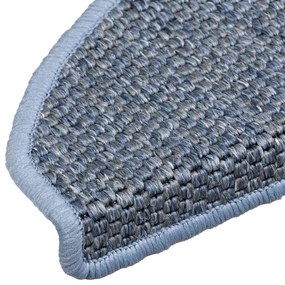 Tapetes escada adesivos aspeto sisal 15 pcs 65x21x4 cm azul