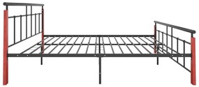 Estrutura de cama 200x200 cm metal/madeira de carvalho maciça