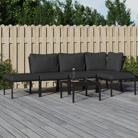vidaXL 6 pcs conjunto lounge de jardim aço c/ almofadões cinzentos
