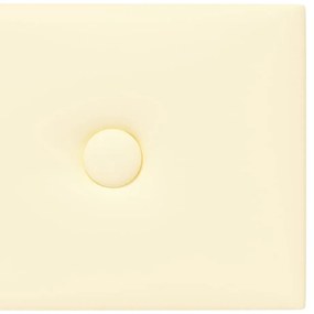 Painel de parede 12 pcs 90x15 cm couro artificial 1,62 m² creme