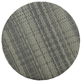 3 pcs conjunto de bar p/ jardim c/ almofadões vime PE cinzento