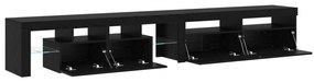 Gabinetes de TV 2 pcs com Luzes LED Carvalho Preto Madeira Ingenheirad