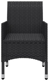 3 pcs conjunto de jantar para jardim com almofadões preto