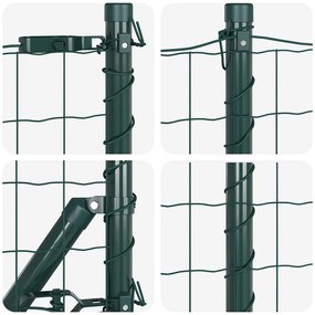 Cerca Euro com 13 Postes 0,6x50 m Aço Galvanizado Verde
