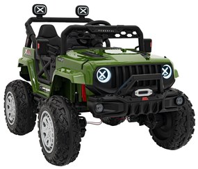 Jipe elétrico para Crianças 12V 4x4 OFF ROAD Speed Rodas de EVA, Assento de couro Verde