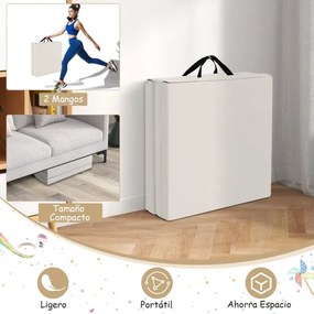 Colchão de ginastica dobrável 180 x 60 x 5 cm de 3 painéis leve e portátil com 2 alças compactas, enchimento de espuma EPE cinza