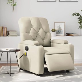 vidaXL Poltrona massagens reclinável elétrica couro artificial creme
