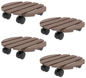 Outsunny Conjunto de 4 Suportes Redondos Ø30 cm para Plantas Suporte para Vaso com Rodízios Interno e Externo | Aosom Portugal
