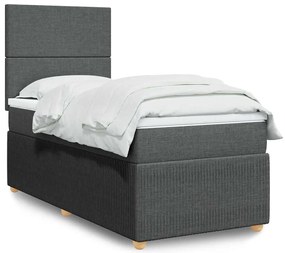 Cama com molas/colchão 100x200 cm tecido cinza-escuro
