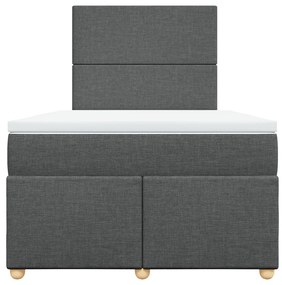 Cama boxspring com colchão 120x190 cm tecido cinzento-escuro