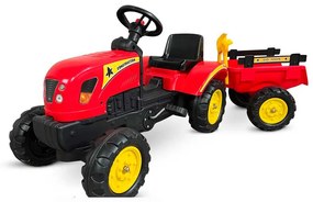 TRACTOR A PEDAIS COM REBOQUE VERMELHO