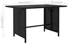 10 pcs conjunto lounge de jardim c/ almofadões vime PE preto