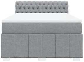 Cama com molas/colchão 140x200 cm tecido cinzento-claro